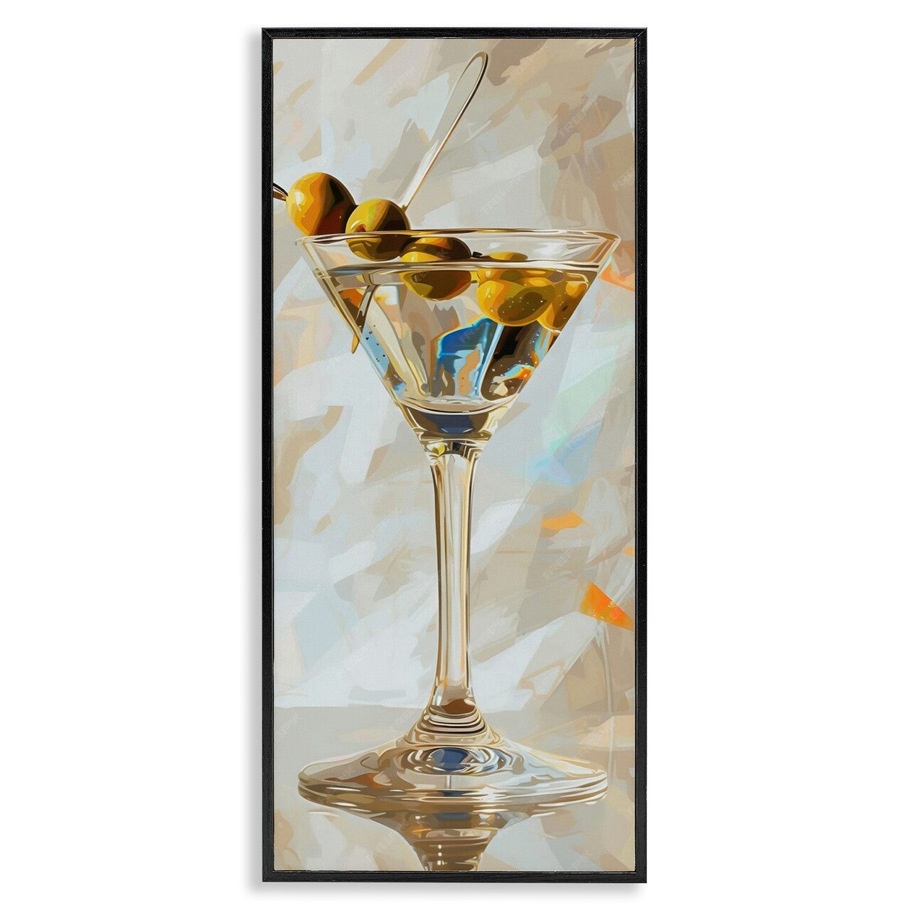 Stupell Industries Neutral Tone Martini Framed Giclee Wall Art Design by LSR Design Studio